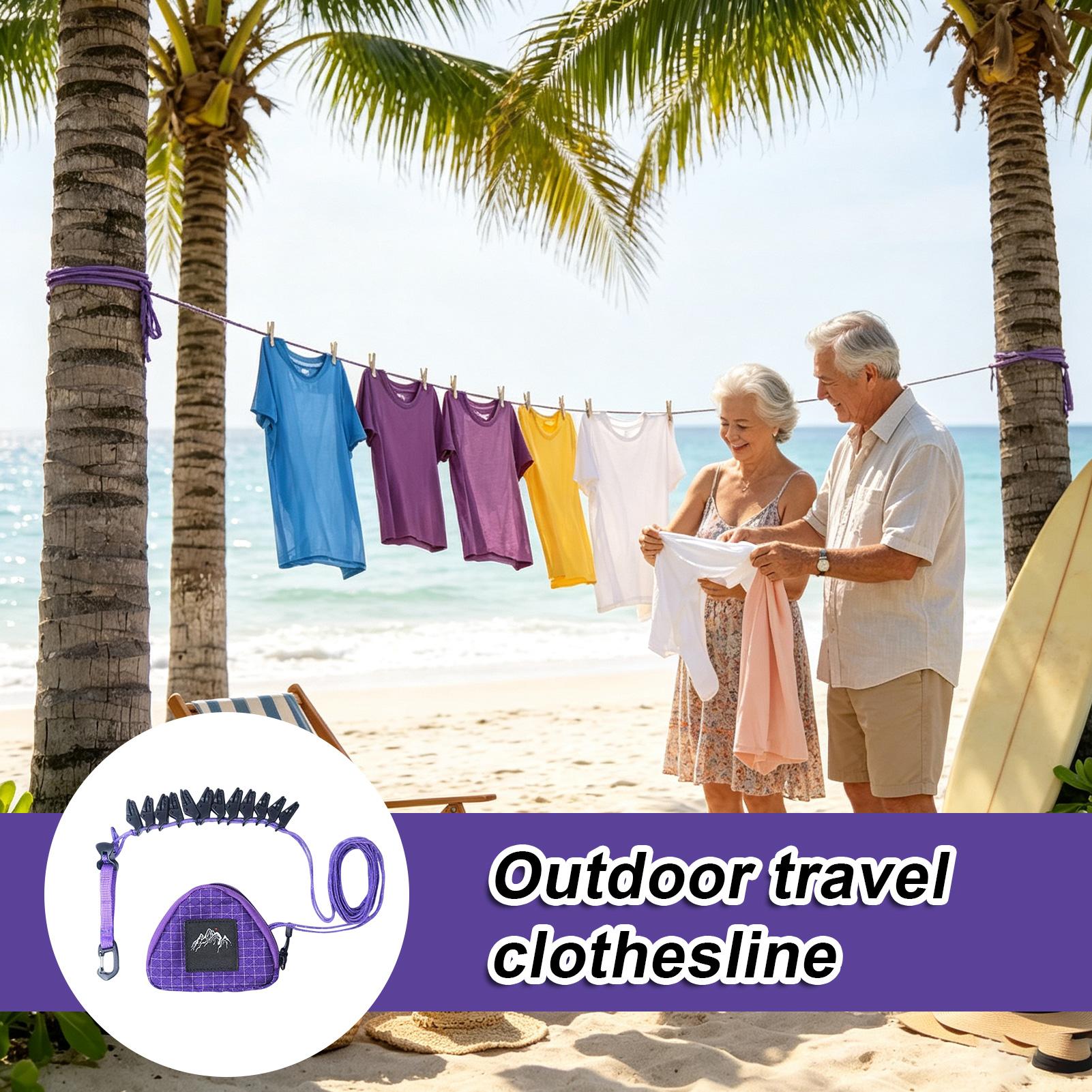 Camping Outdoor Clothing - Corda de Secagem de Roupas para