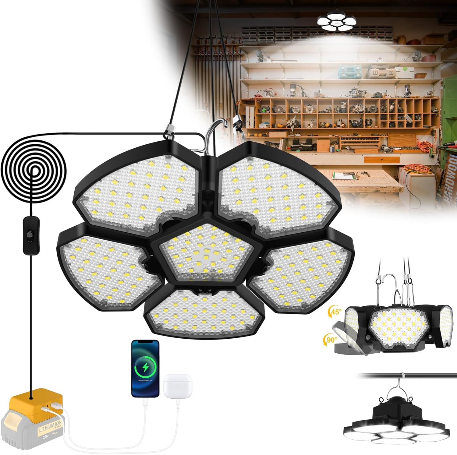 Outdoor Camping Jobs - Lanterna de Trabalho LED para Camping