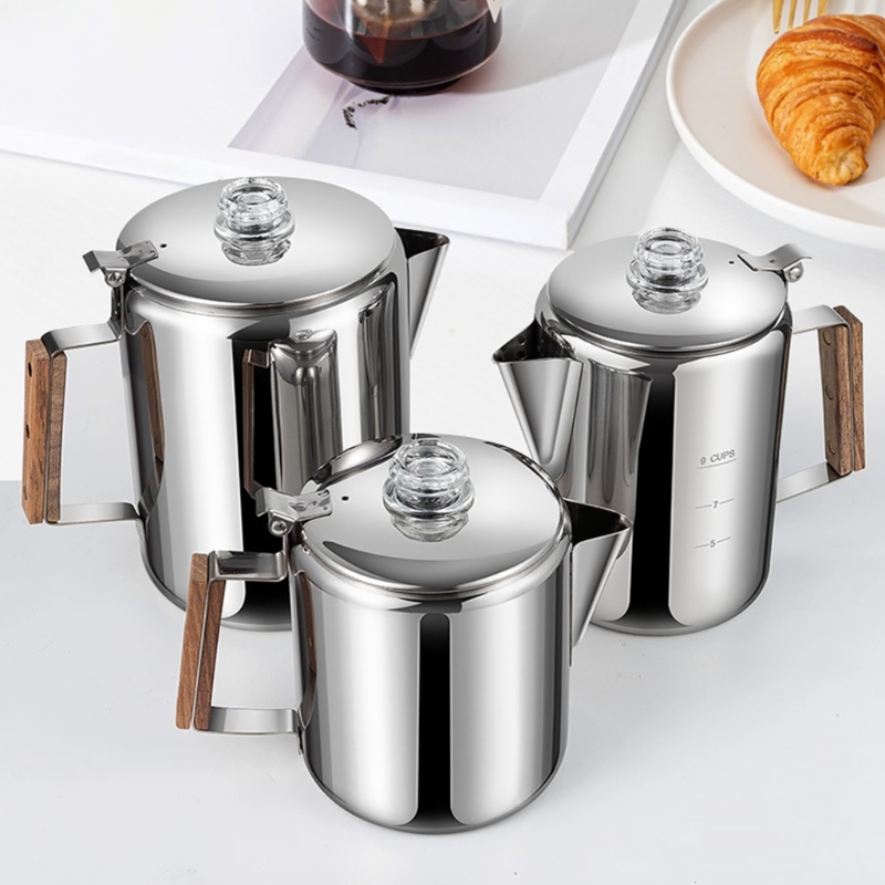 Camp Percolator Coffee - Cafeteira acampamento aço antiferrugem resistente, perfeita