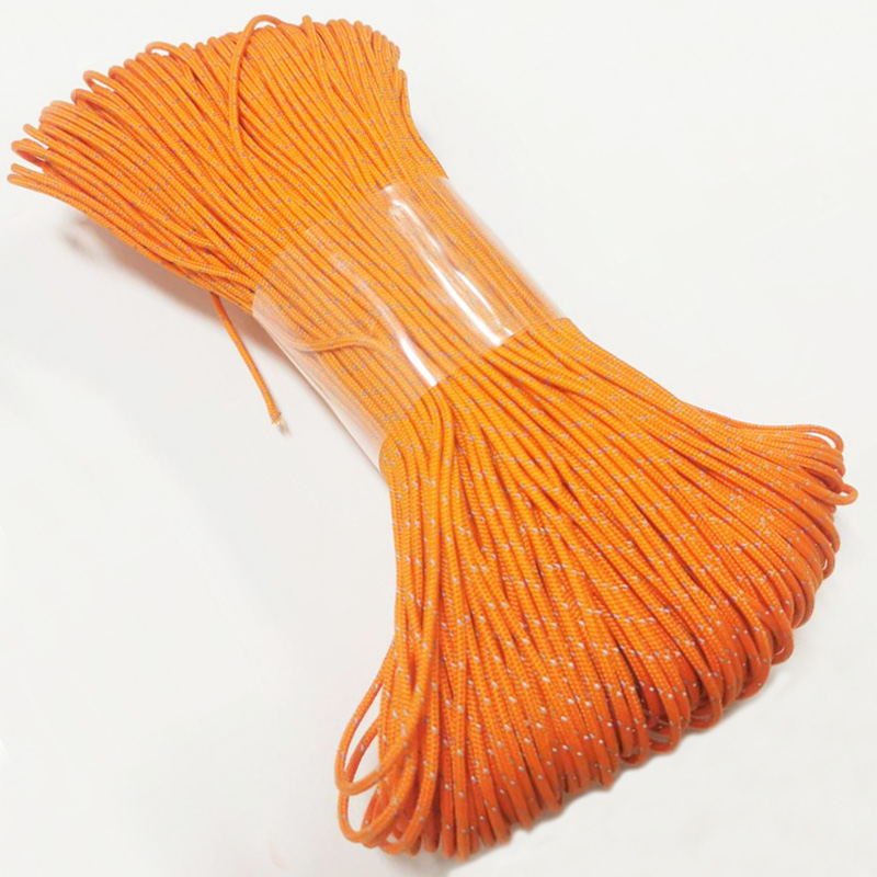 Outdoor Camping Extension Cord - Corda Paracord Refletiva Laranja Diâmetro 2mm,