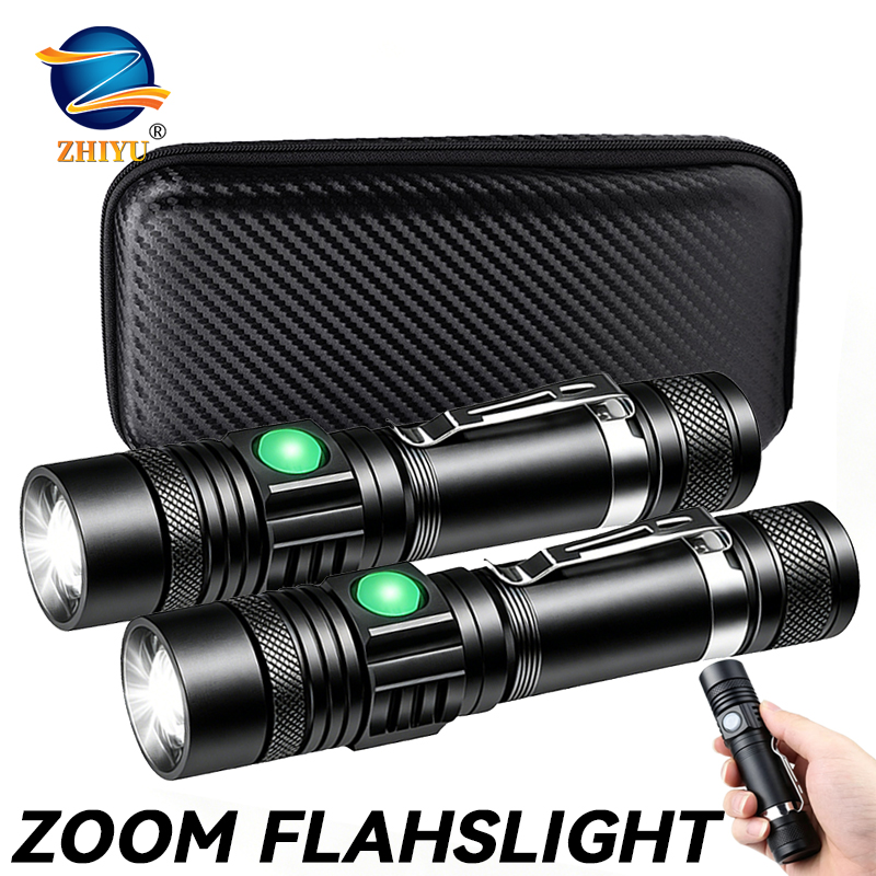 Outdoor Camping Adventure Lamp - Lanterna LED T6 Recarregável, Tocha Zoomável