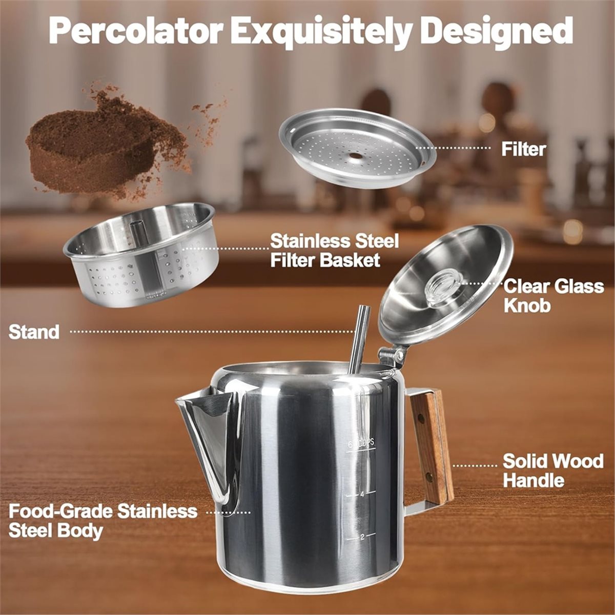 Camp Percolator Coffee - 6 xícara de café percolador 304