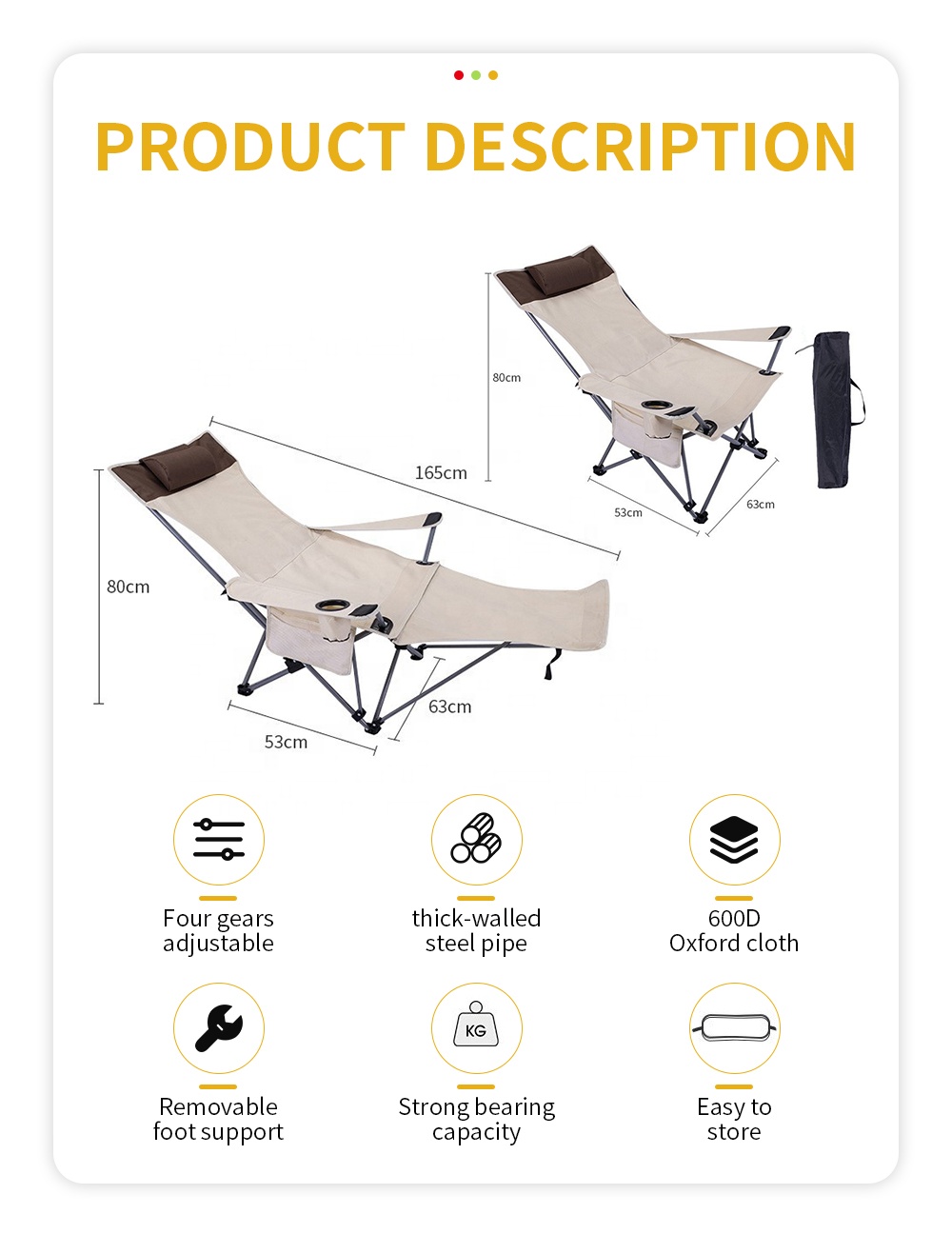 Cadeira Reclinável Portátil e  - Outdoor Camping Chairs avaliação e preço