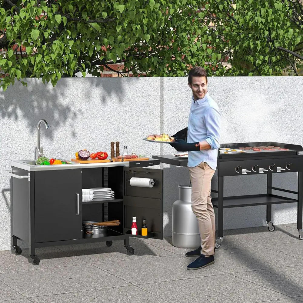 Ilha de Cozinha Externa com Pi - Outdoor Camping Kitchen With Sink avaliação e preço
