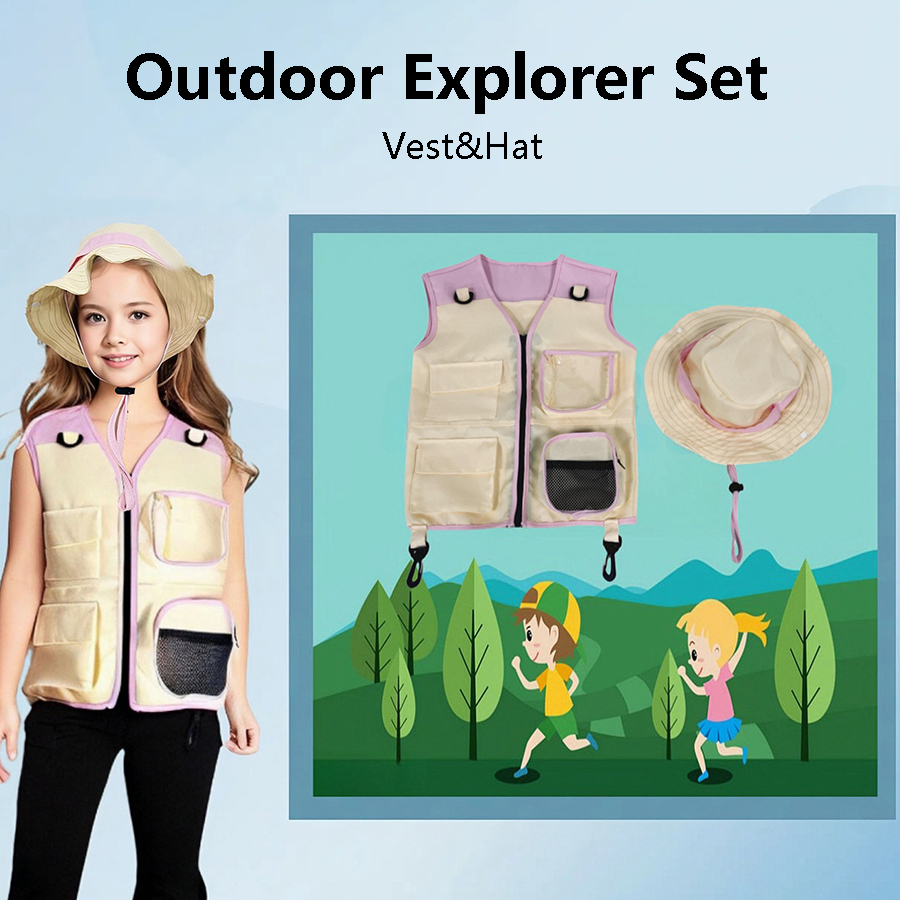Traje de colete e chapéu explo - Outdoor Camping Activities For Kids avaliação e preço
