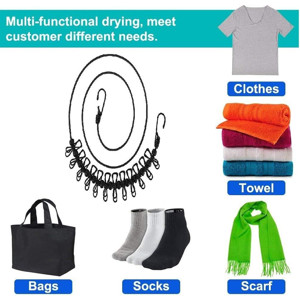 Varal portátil com 12 prendedo - Camping Outdoor Clothing avaliação e preço