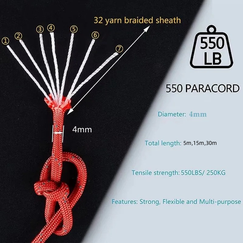 Paracord reflexivo 550 militar - Outdoor Camping Extension Cord avaliação e preço