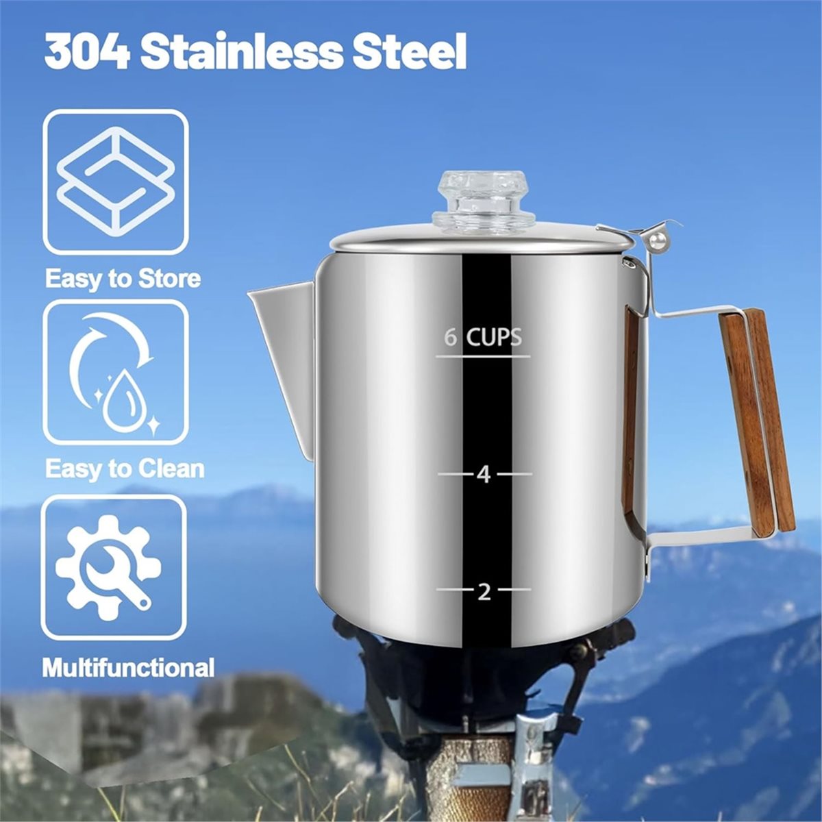 6 xícara de café percolador 30 - Camp Percolator Coffee avaliação e preço