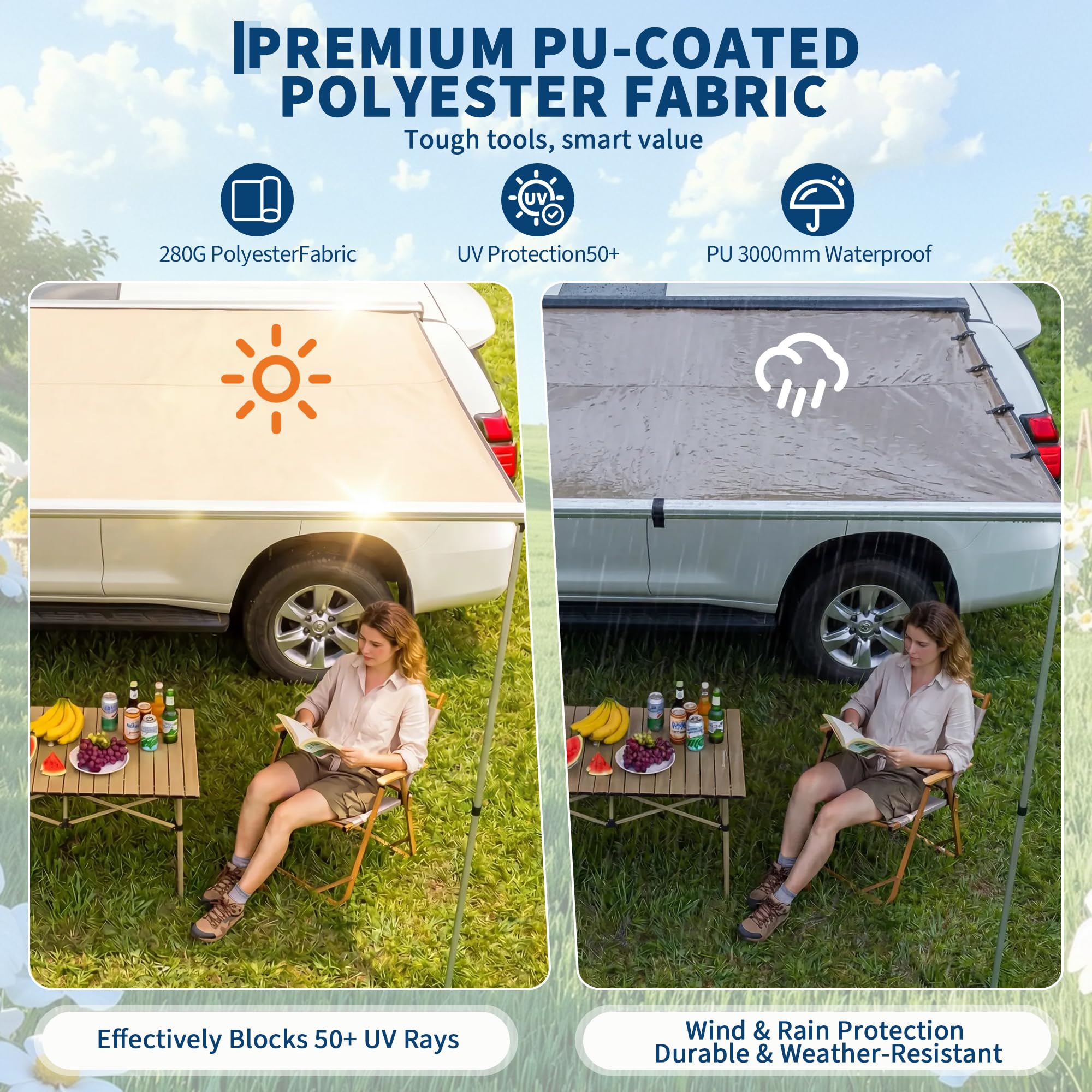 Toldo Retrátil para Teto de SU - Outdoor Camping Awning avaliação e preço